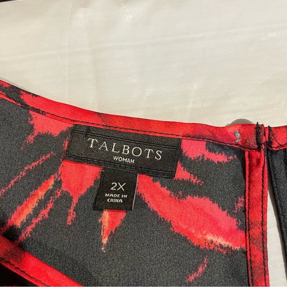 Talbots 2X Black Red Floral Blouse Romantic Chic Fall Holiday Top Plus Size - Picture 5 of 5